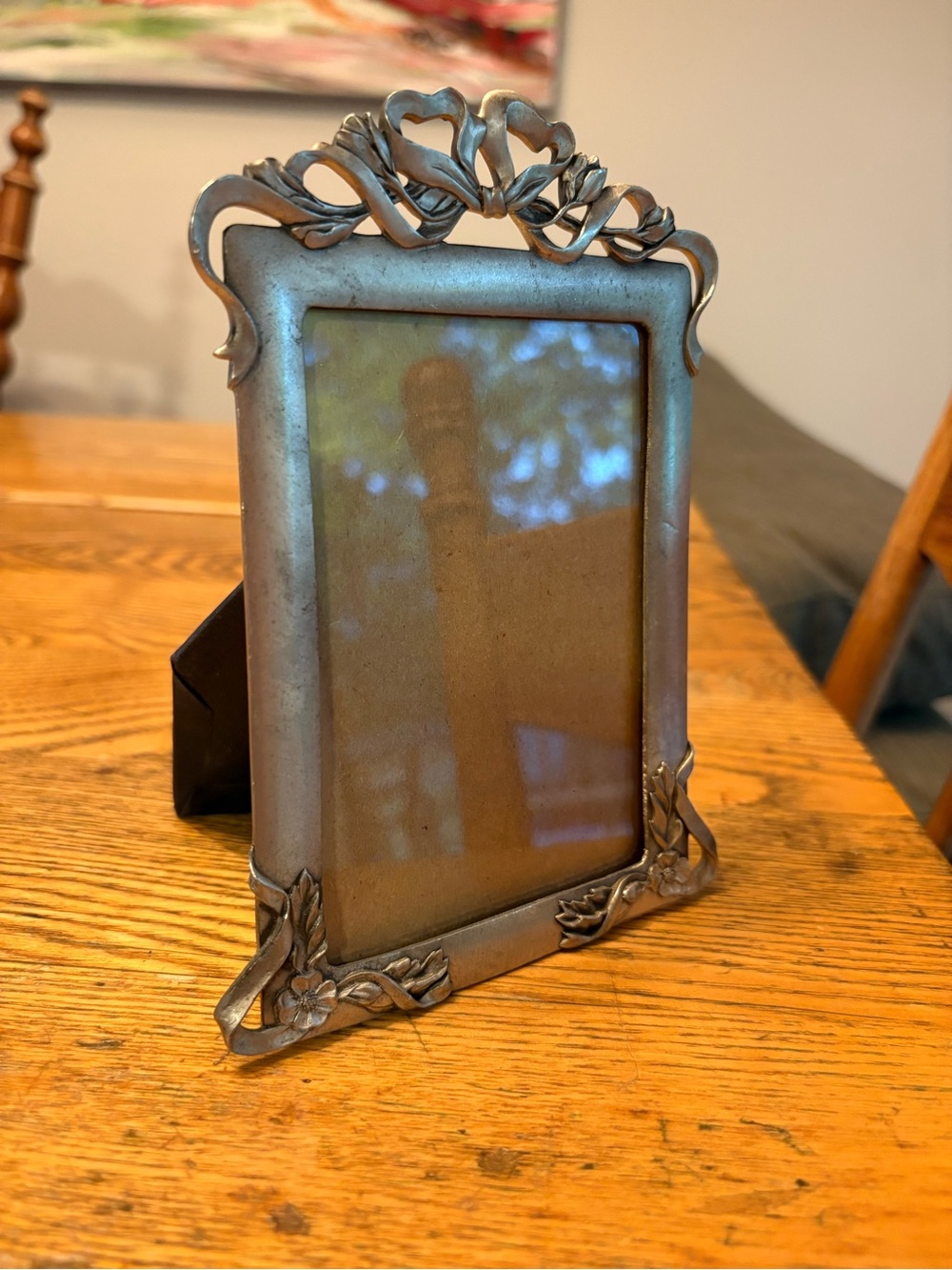 Vintage Seagull Pewter Floral Photo Frame